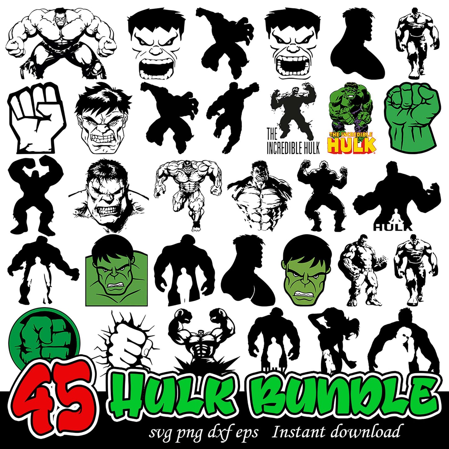 45 Hulk SVG Bundle Instant Download for Craft Projects