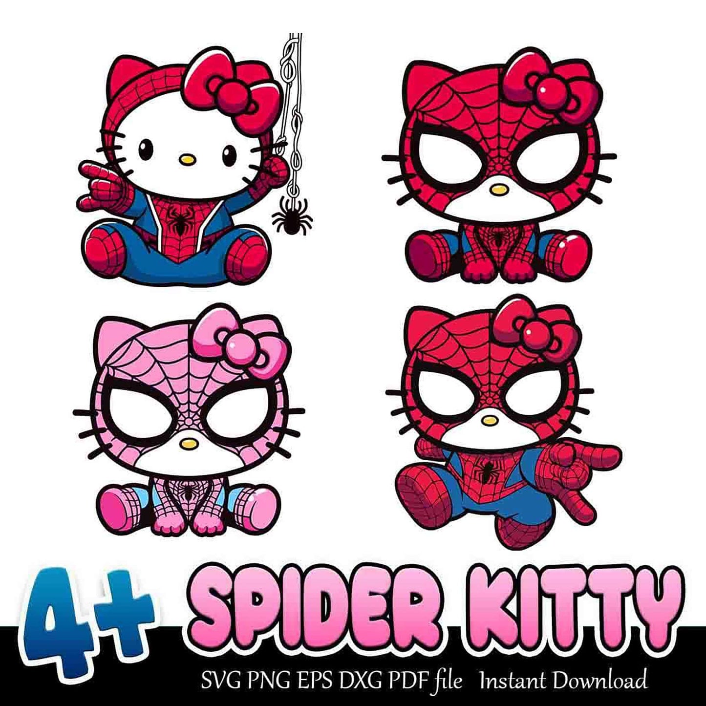 4 Spider Kitty SVG Bundle Instant Download