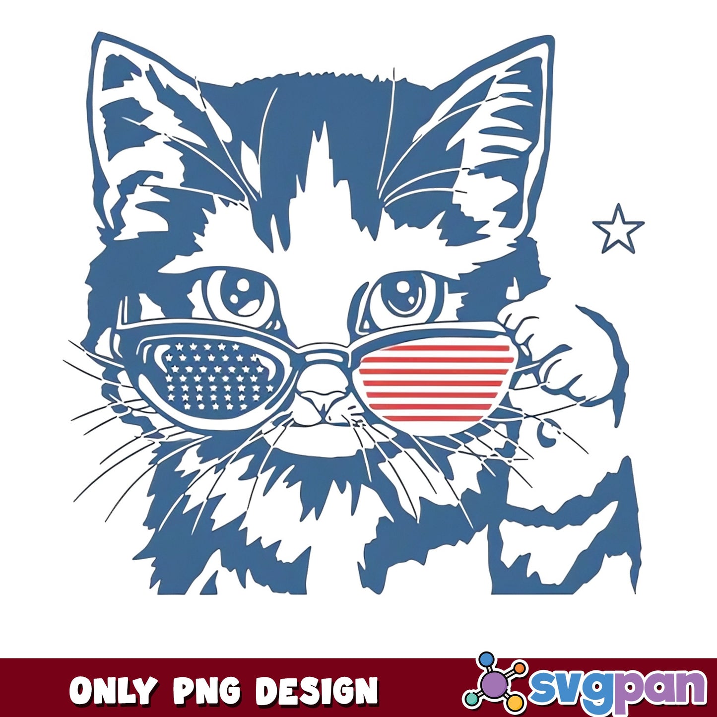 4th Of July Cat PNG, Patriotic Cat Sunglasses PNG, America PNG