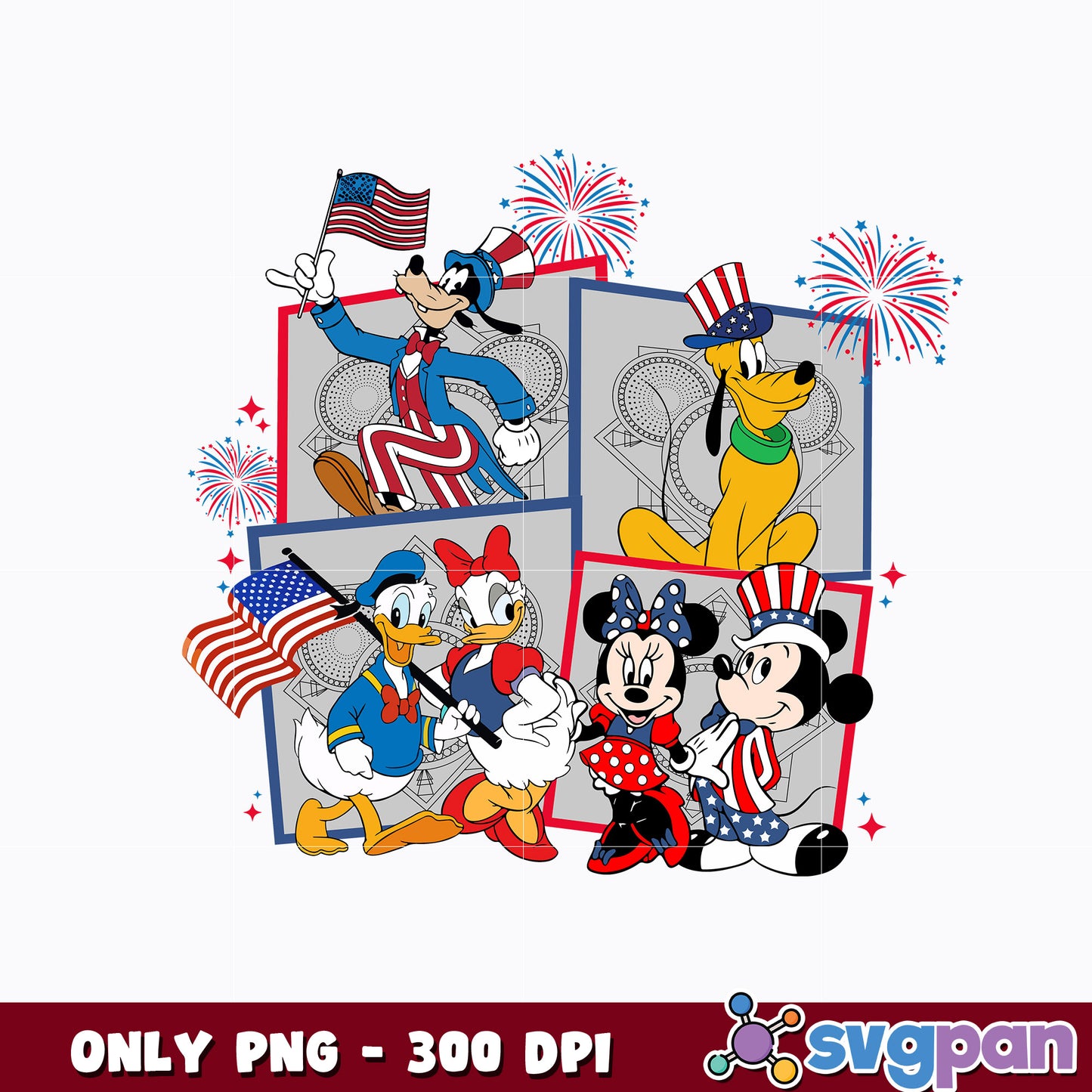 Retro 4th Mouse And Friends Png