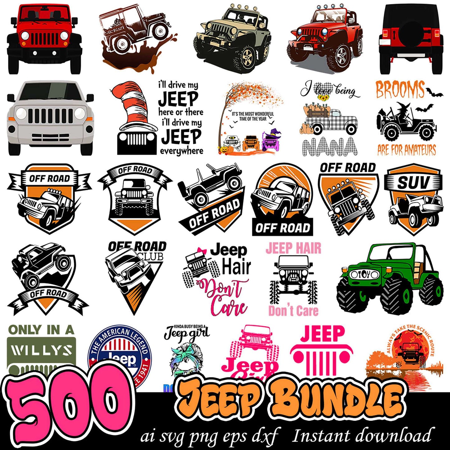 500 Jeep SVG Bundle Instant Download