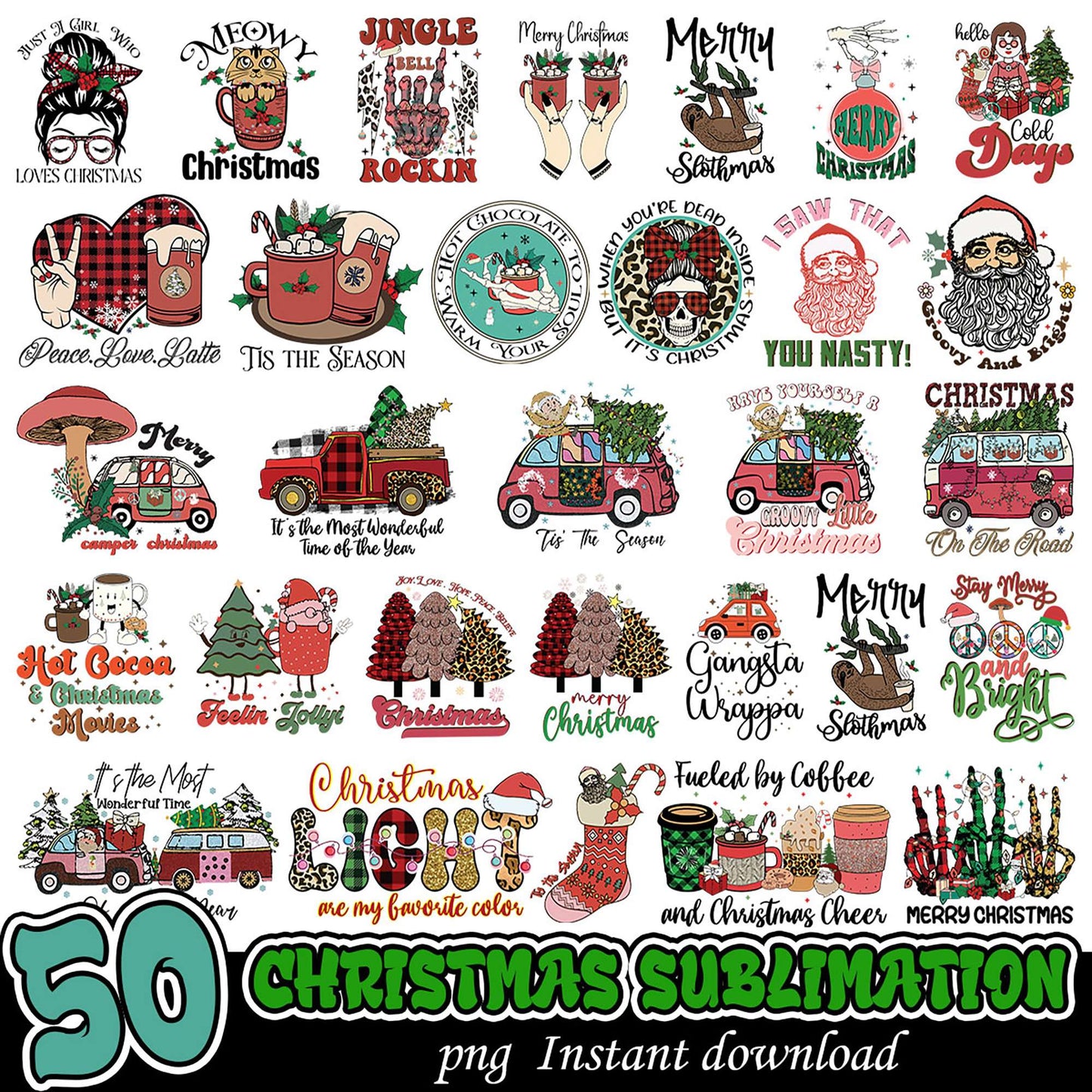 50 Christmas Sublimation PNG Designs