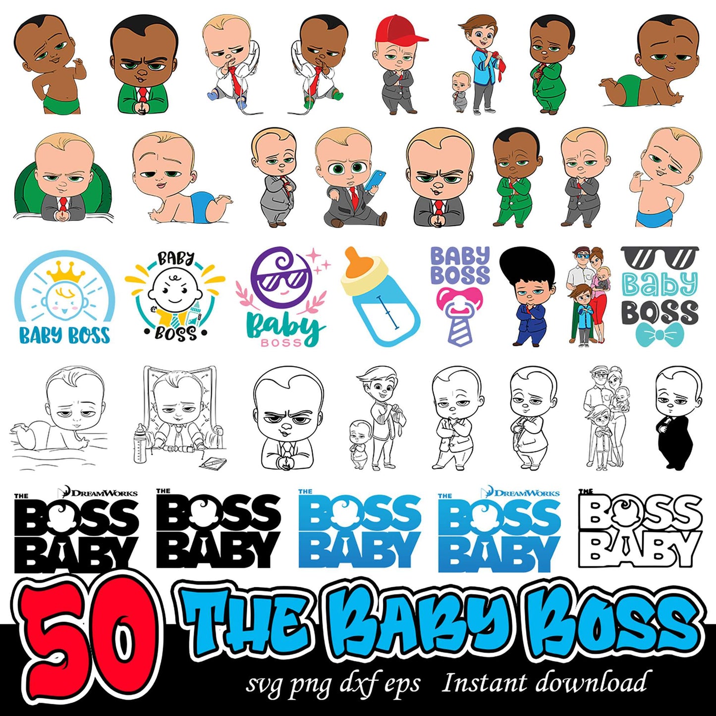 50 The Baby Boss SVG Bundle for Instant Download Designs