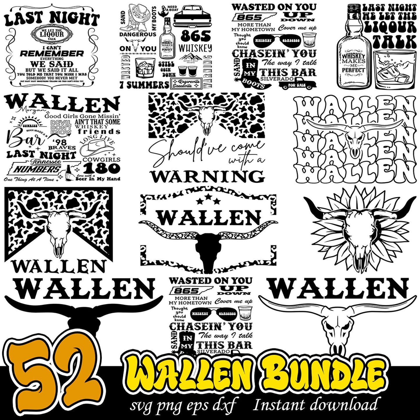52 Morgan Wallen SVG Bundle Instant Download