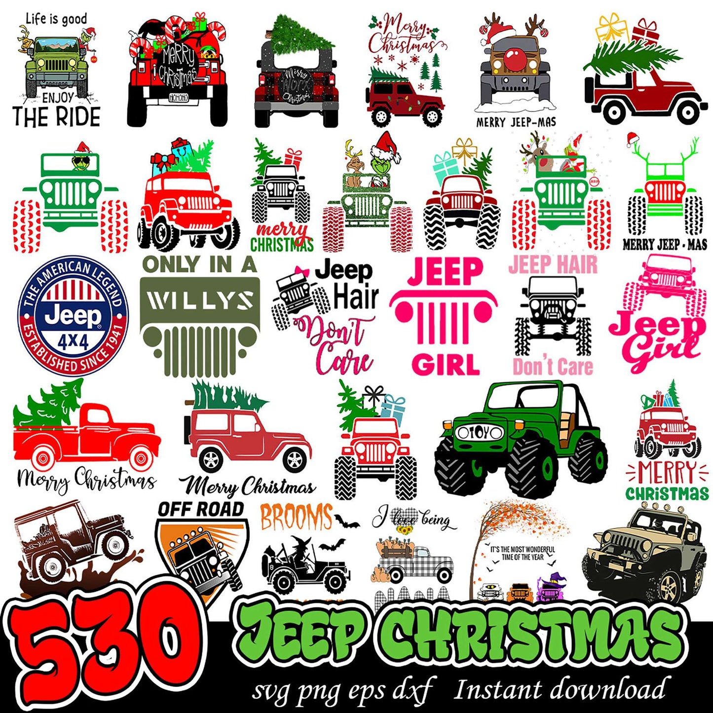 530 Jeep Christmas SVG Bundle