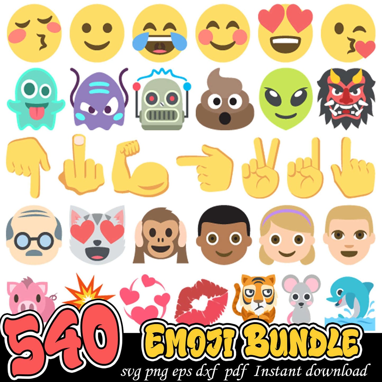 540 Emoji SVG Bundle Instant Download