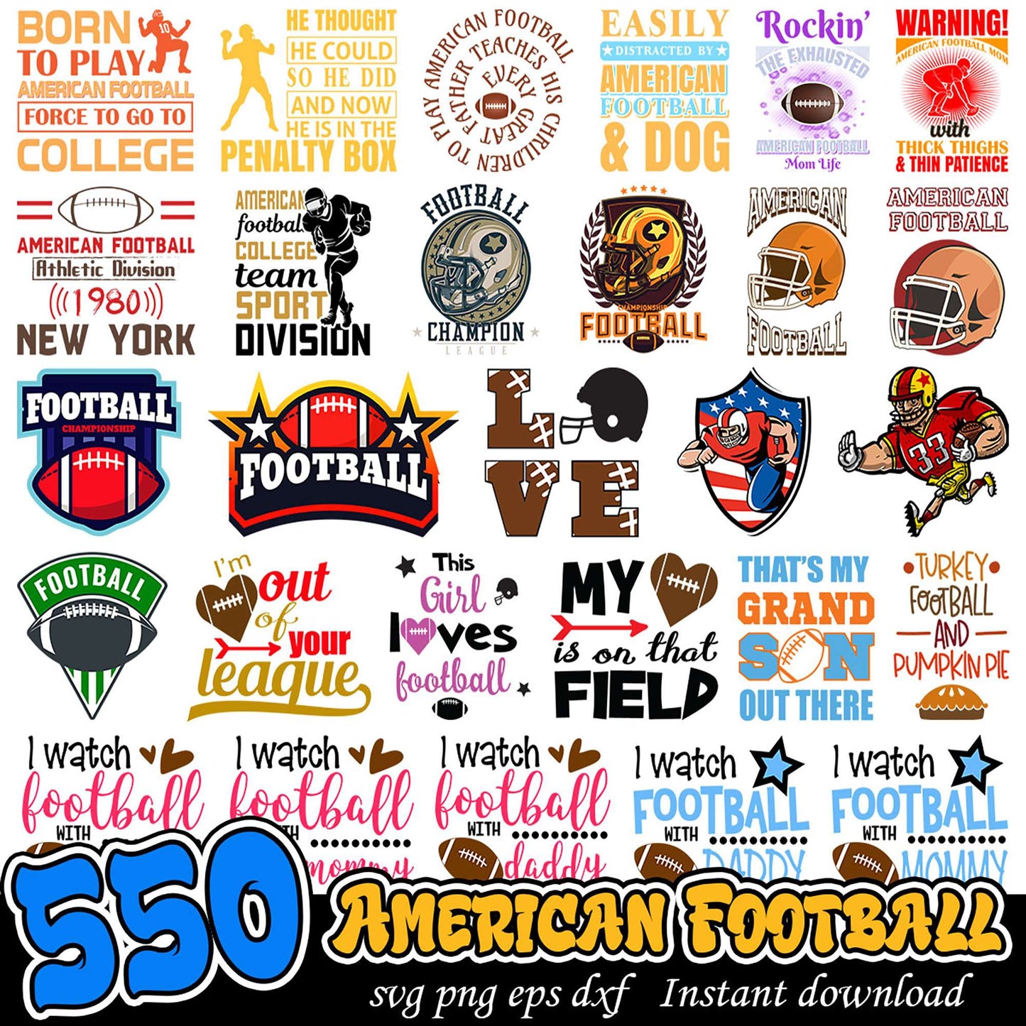 550 American Football SVG Designs