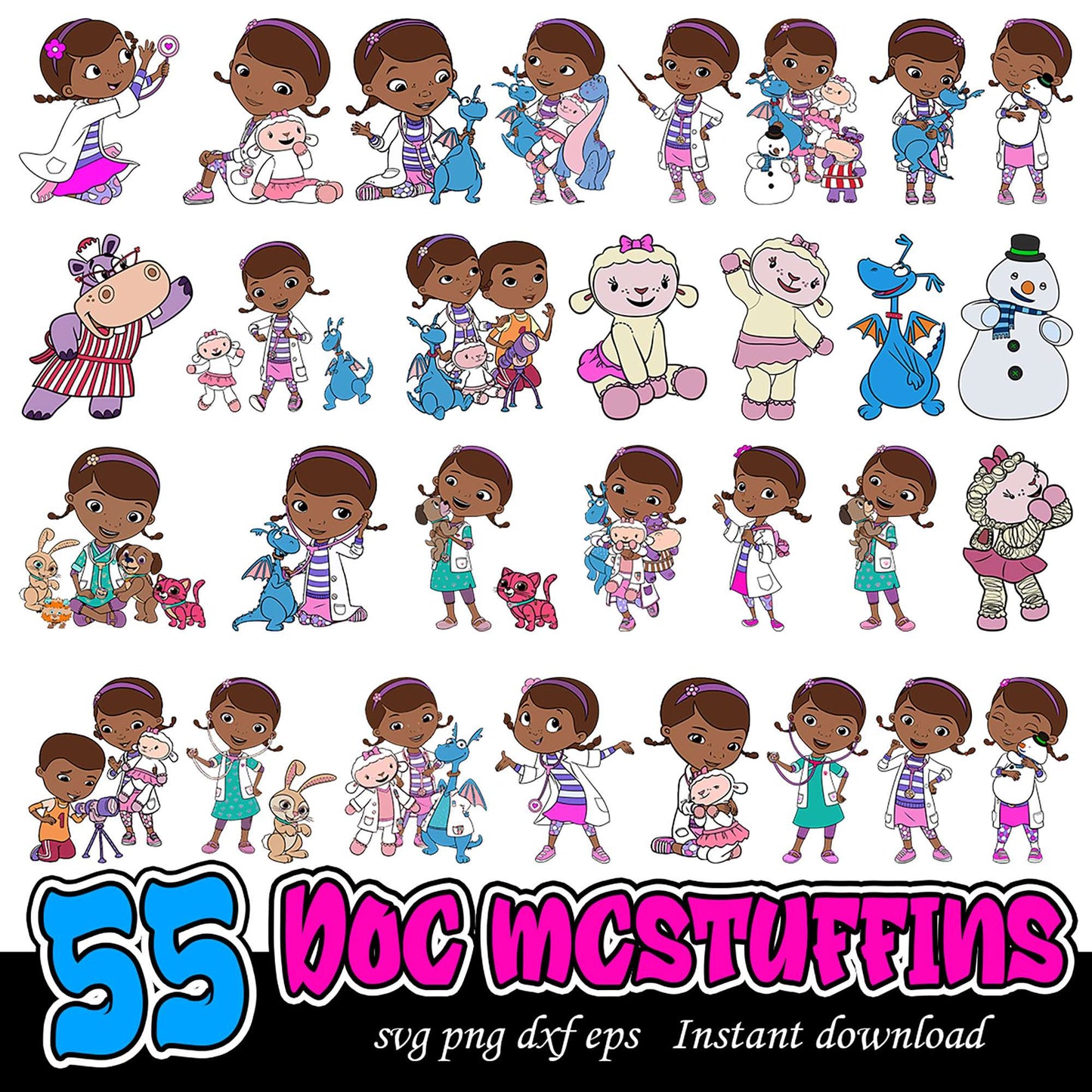 55 Doc McStuffins SVG Bundle Cute Characters for Crafts