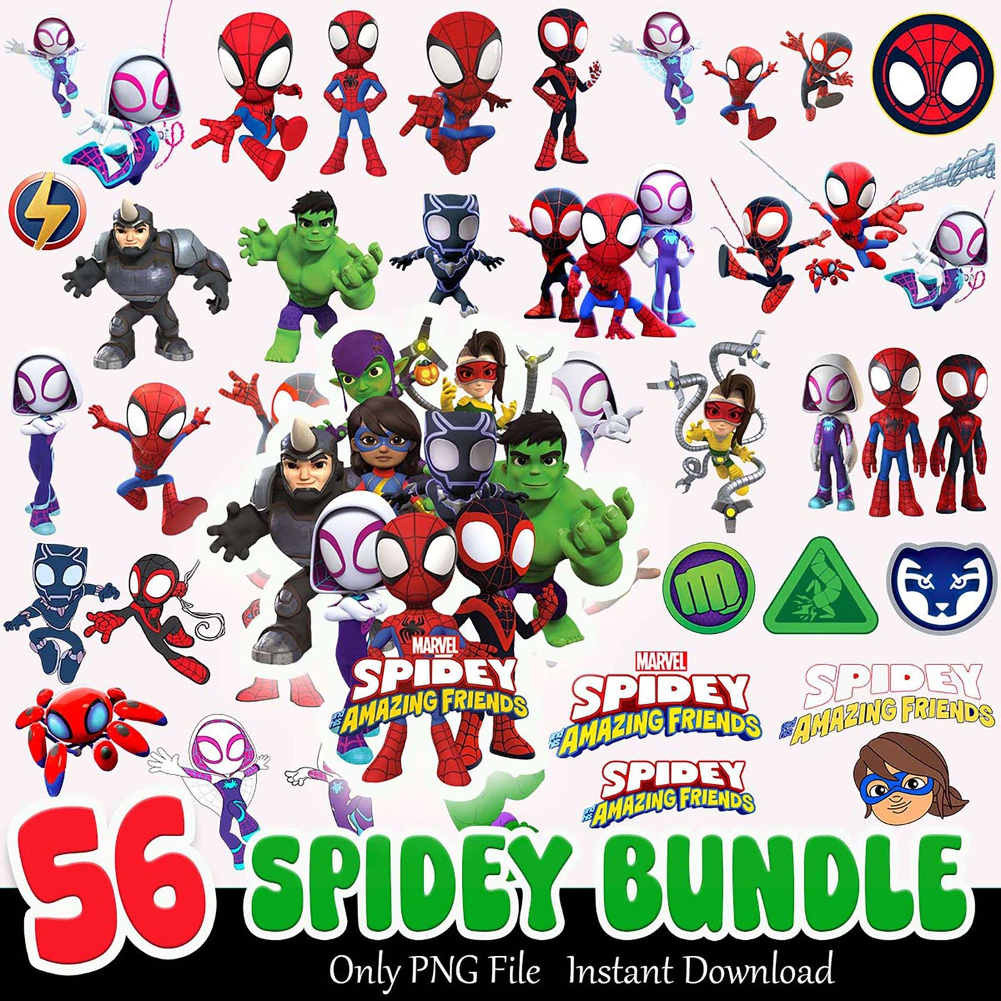 56 Spidey Amazing Friends PNG Bundle