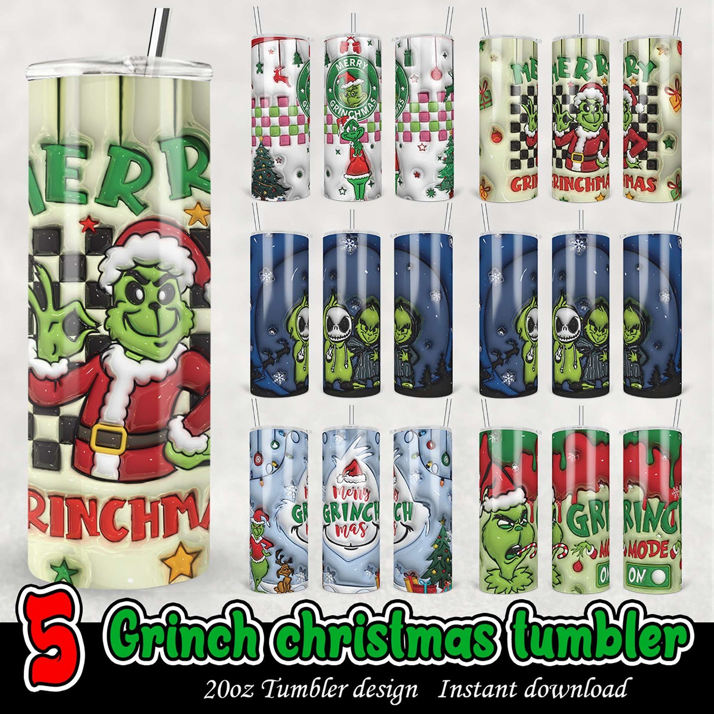5 Grinch Christmas Tumbler Designs