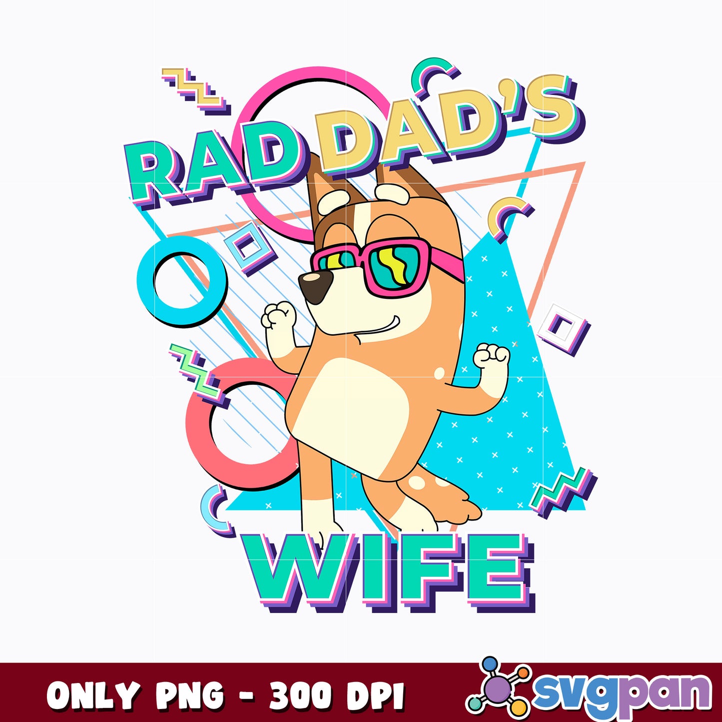 Retro Rad Dads Wife Bluey Cartoon png
