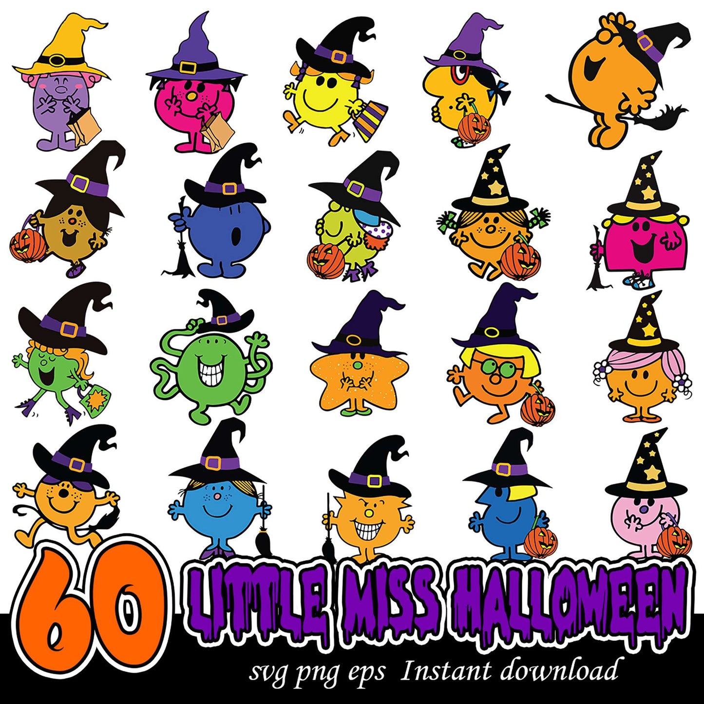 60 Little Miss Halloween SVG Bundle for Instant Download