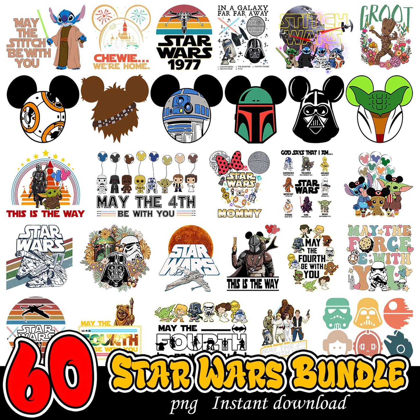 60 Star Wars PNG Bundle Instant Download