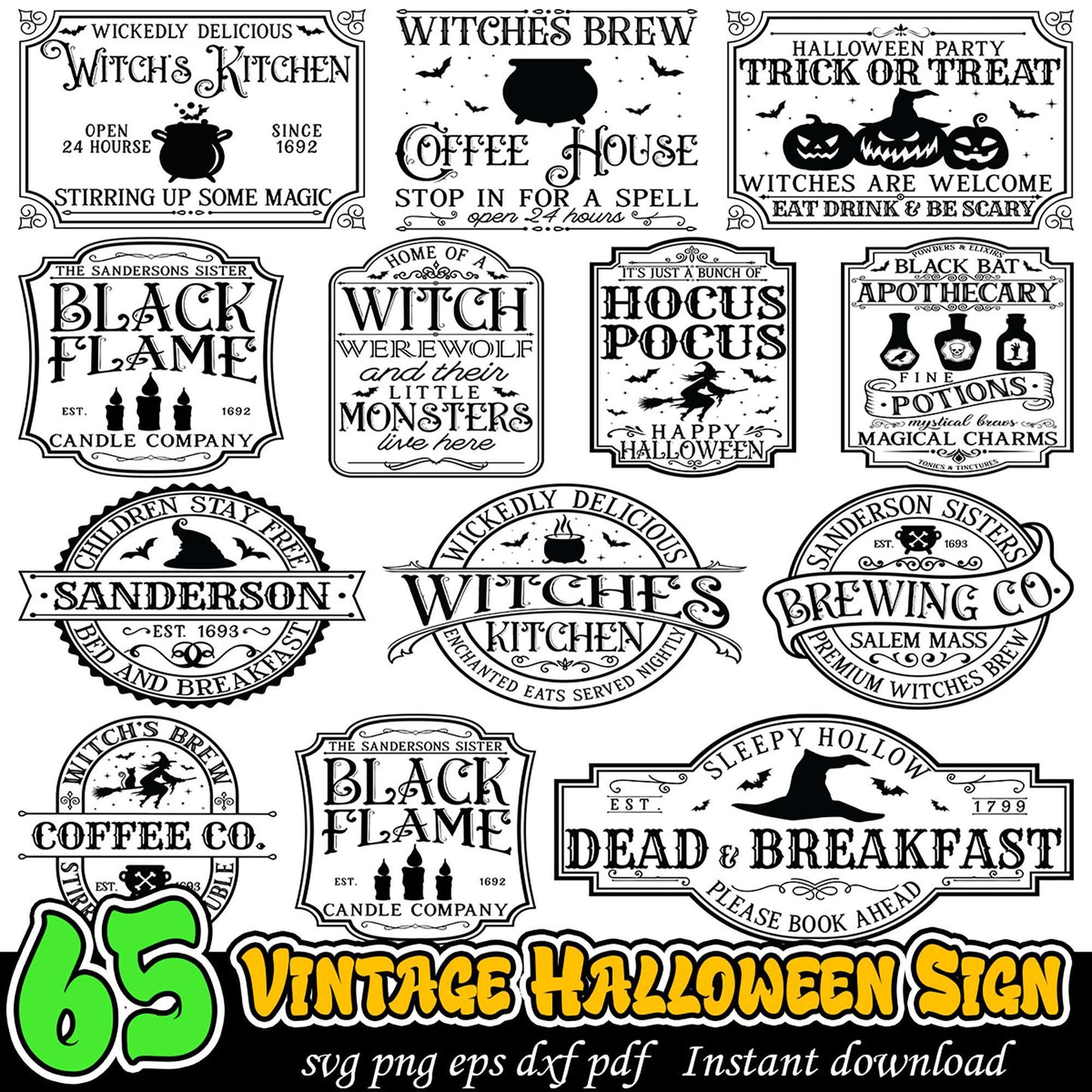 65 Vintage Halloween SVG Bundle