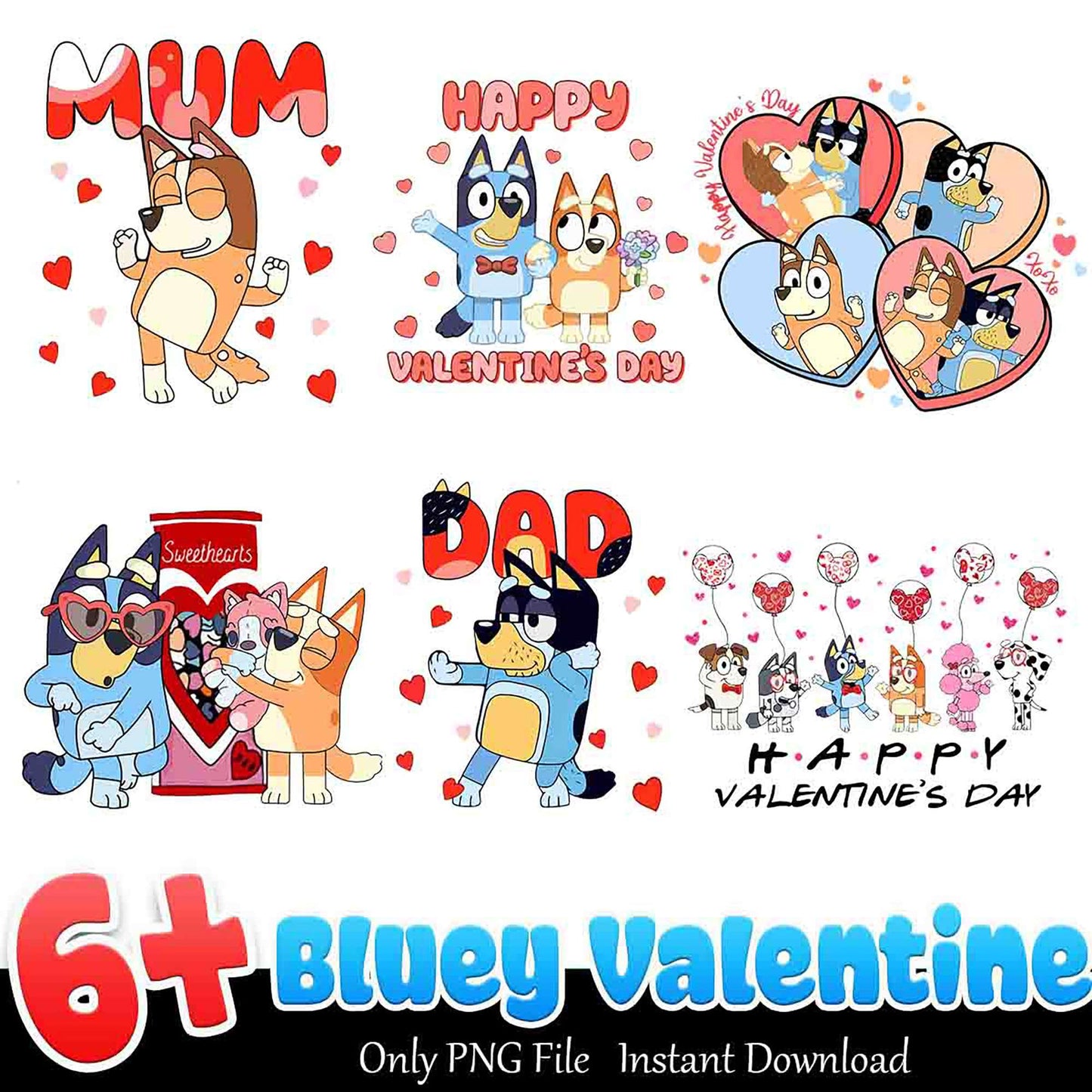 6+ Bluey Valentine's PNG Bundle