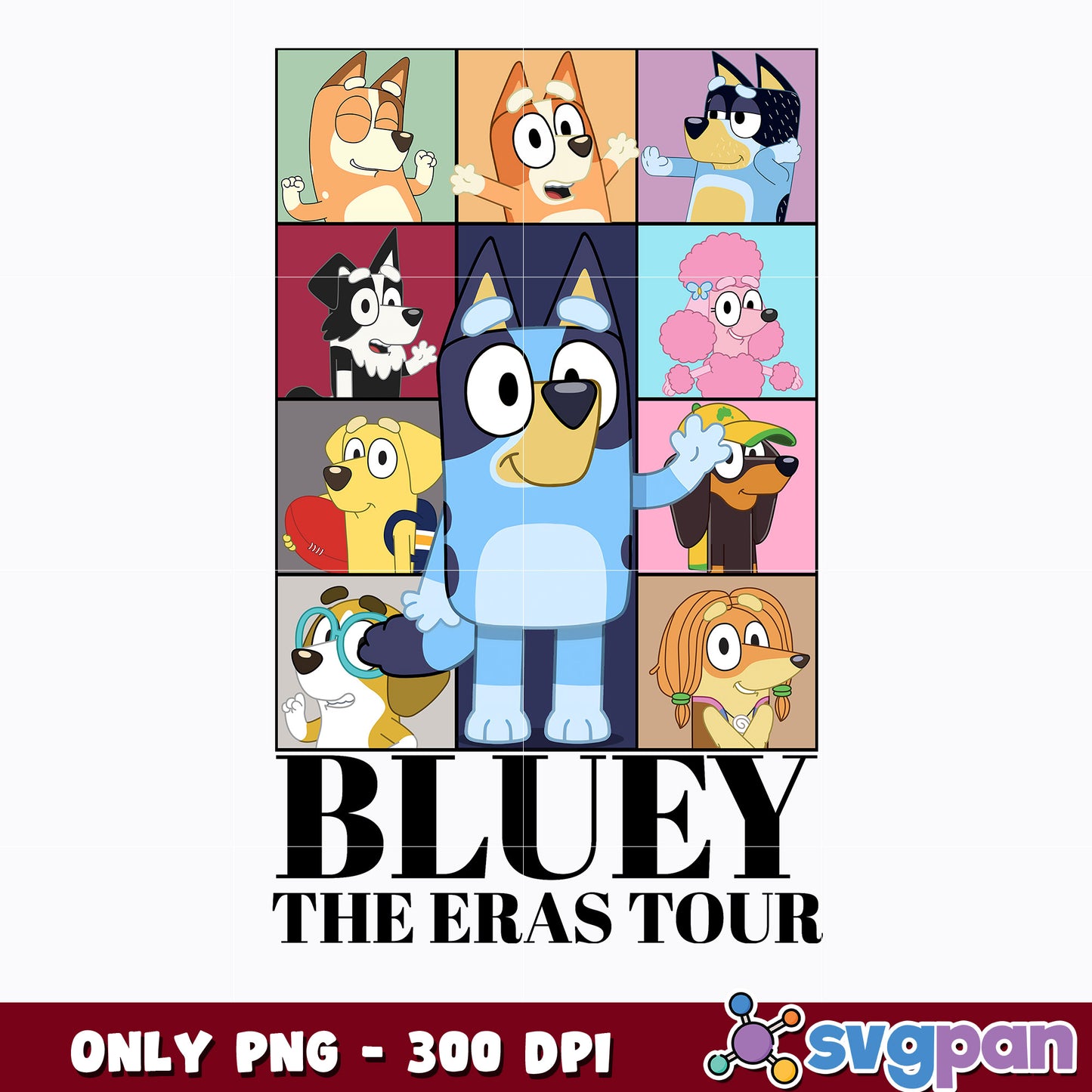Bluey Eras Tour Tee cartoon png