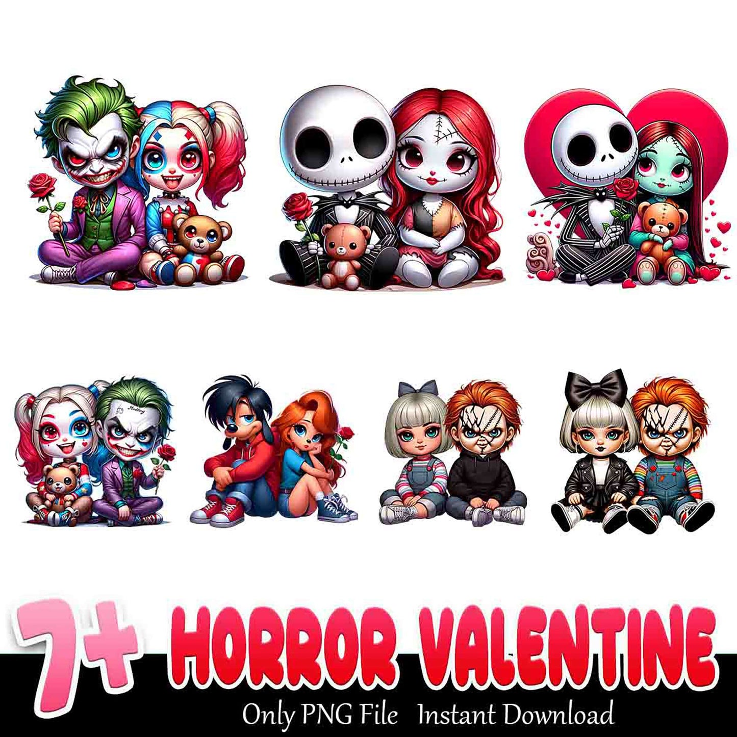 7+ Horror Valentine Couples PNG Bundle