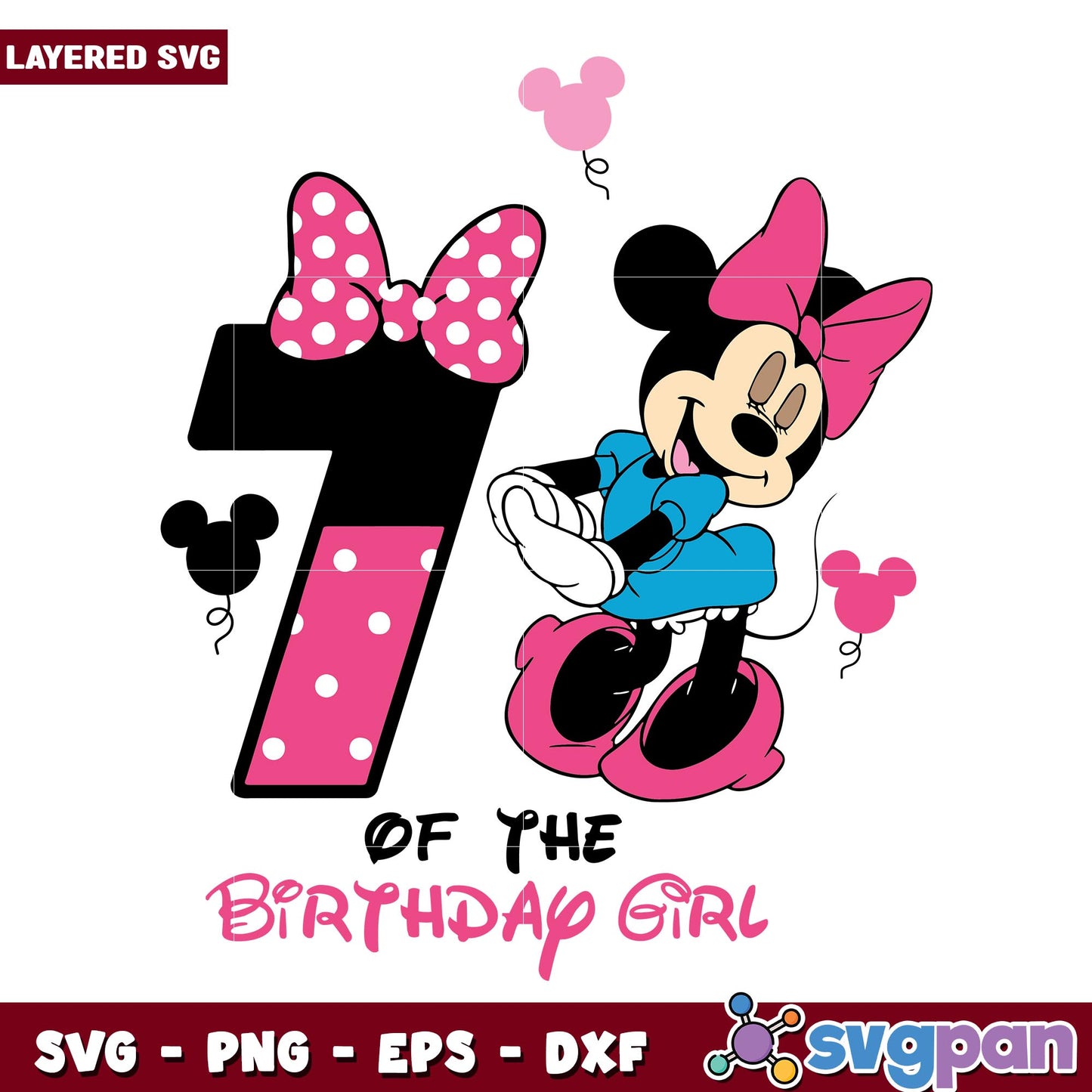 7th of the birthday girl svg, Disney characters svg, Digital Download