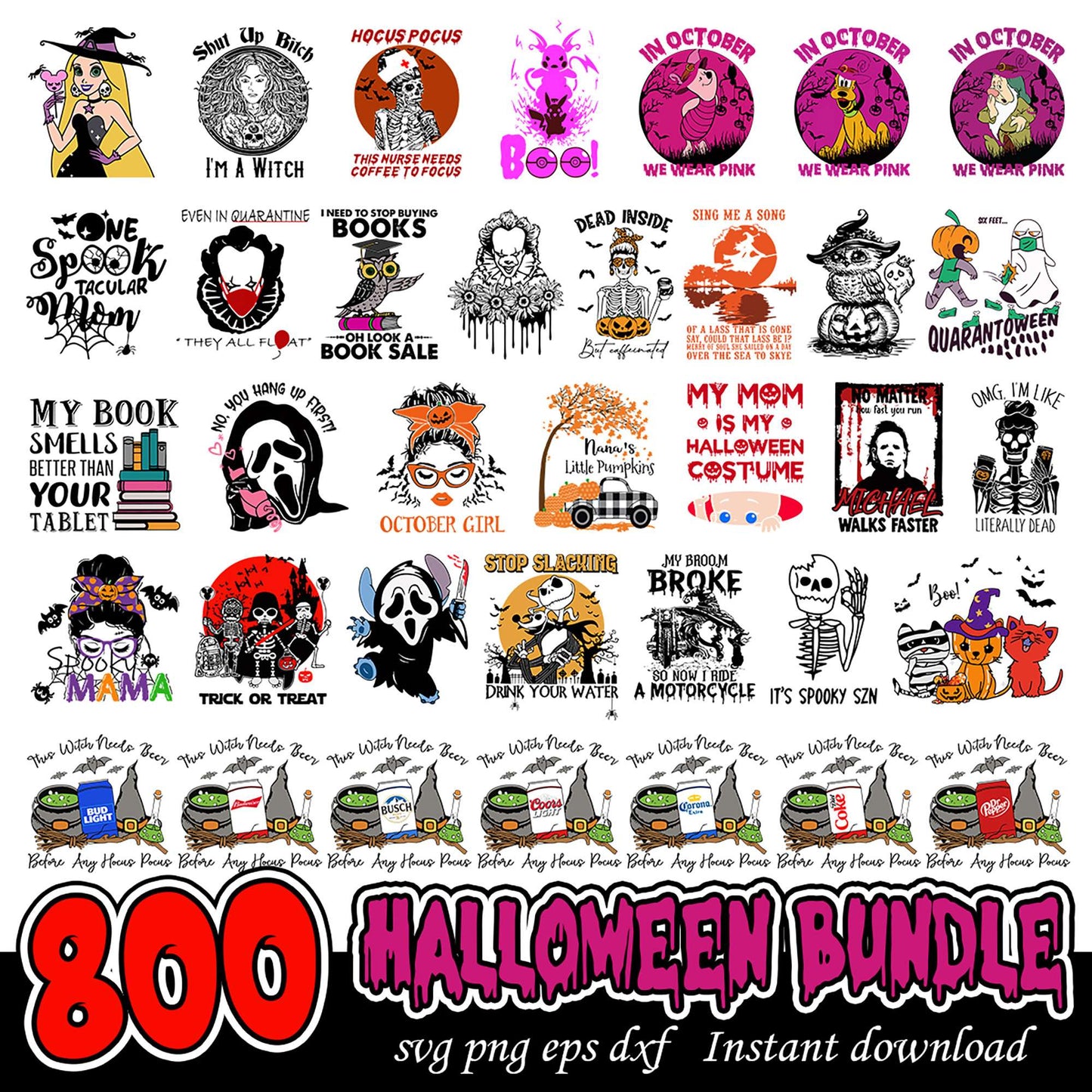 800 Halloween SVG Bundle Instant Download
