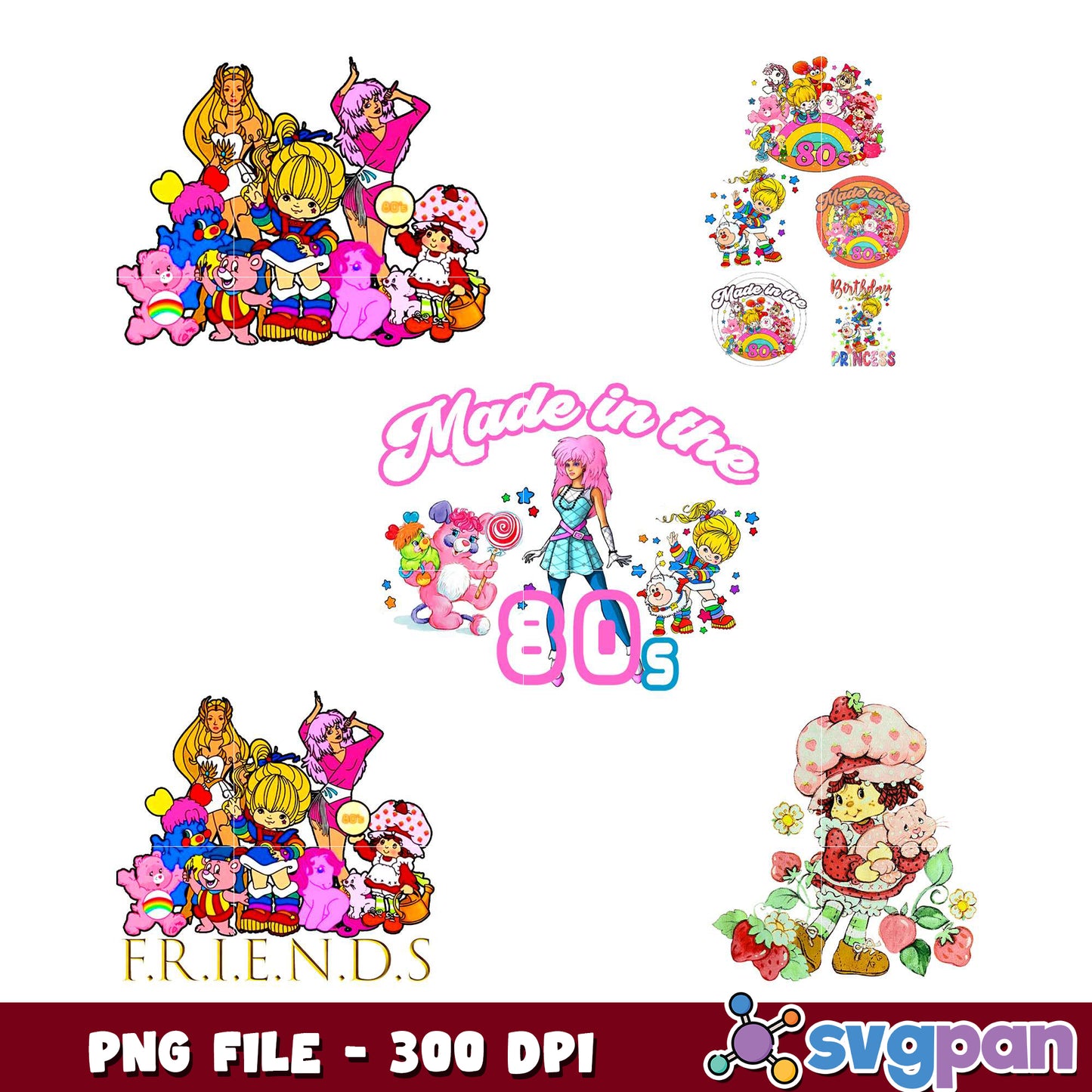 80s Cartoon Character PNG Bundle 300 DPI