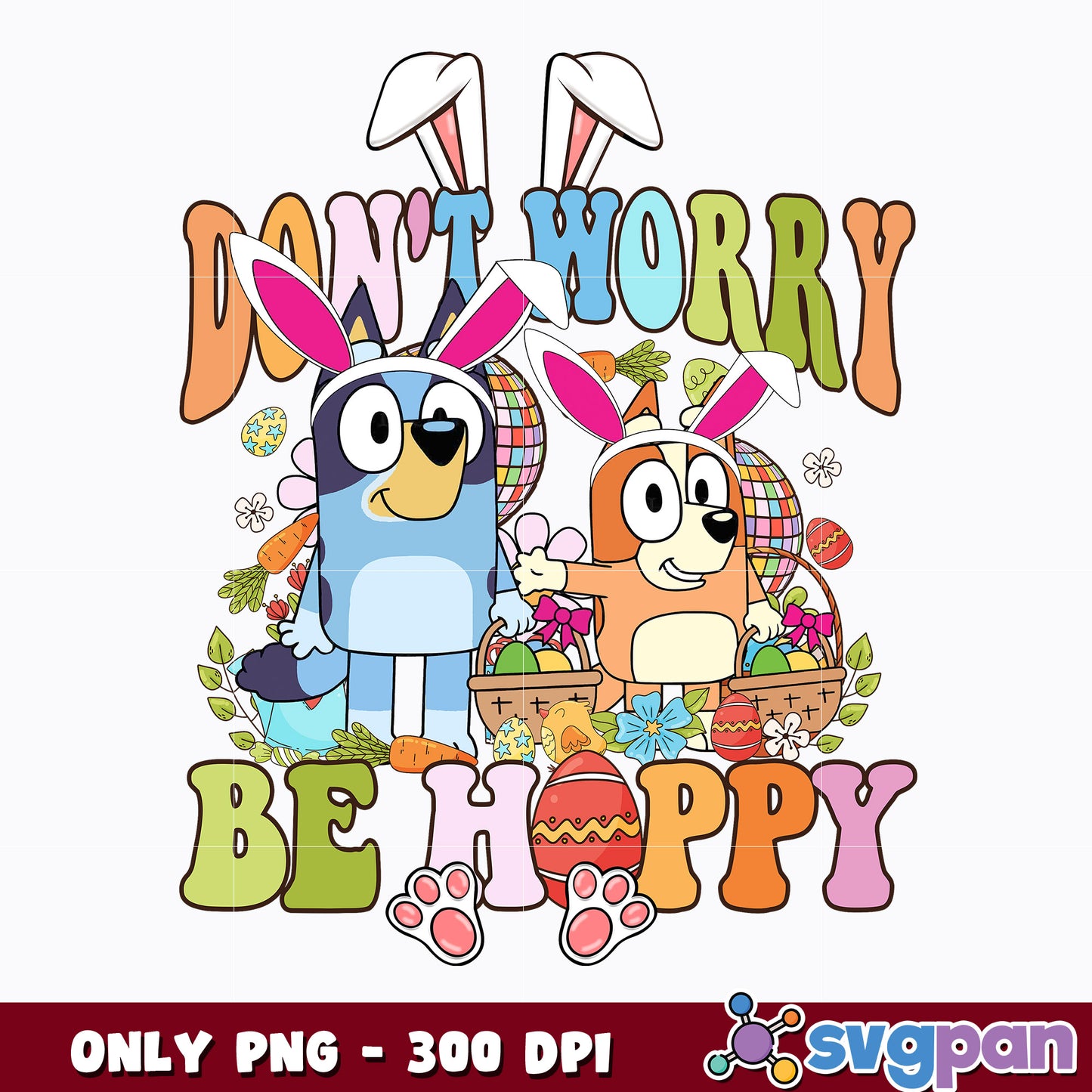 Bluey Bunny Easter png, Cute Bluey Easter Eggs png
