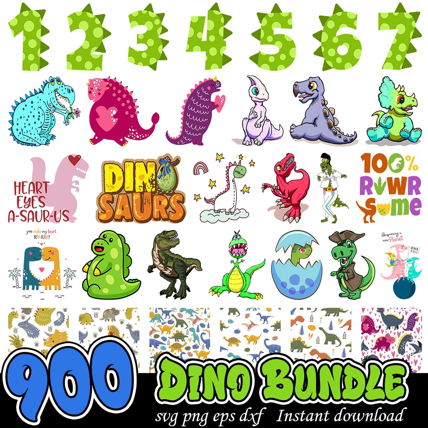 900 Dino SVG Bundle Instant Download