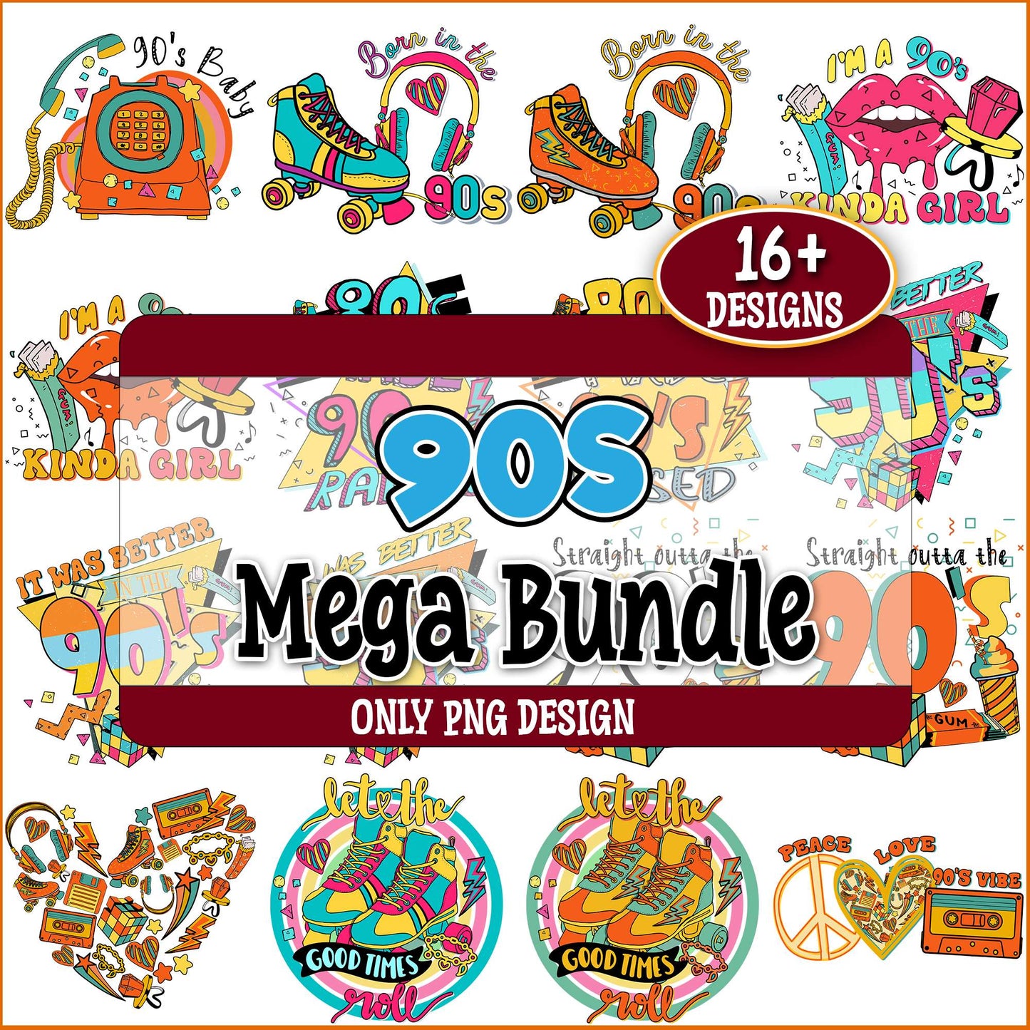 90s vibes png bundle