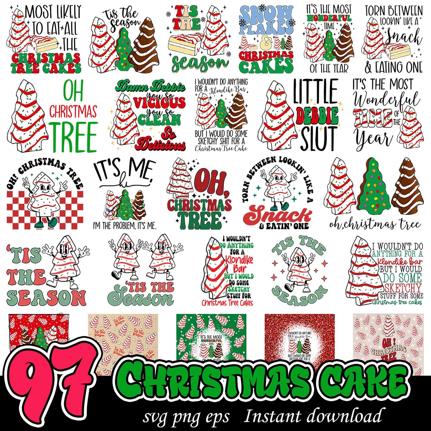 97 Christmas Tree Cake SVG Bundle