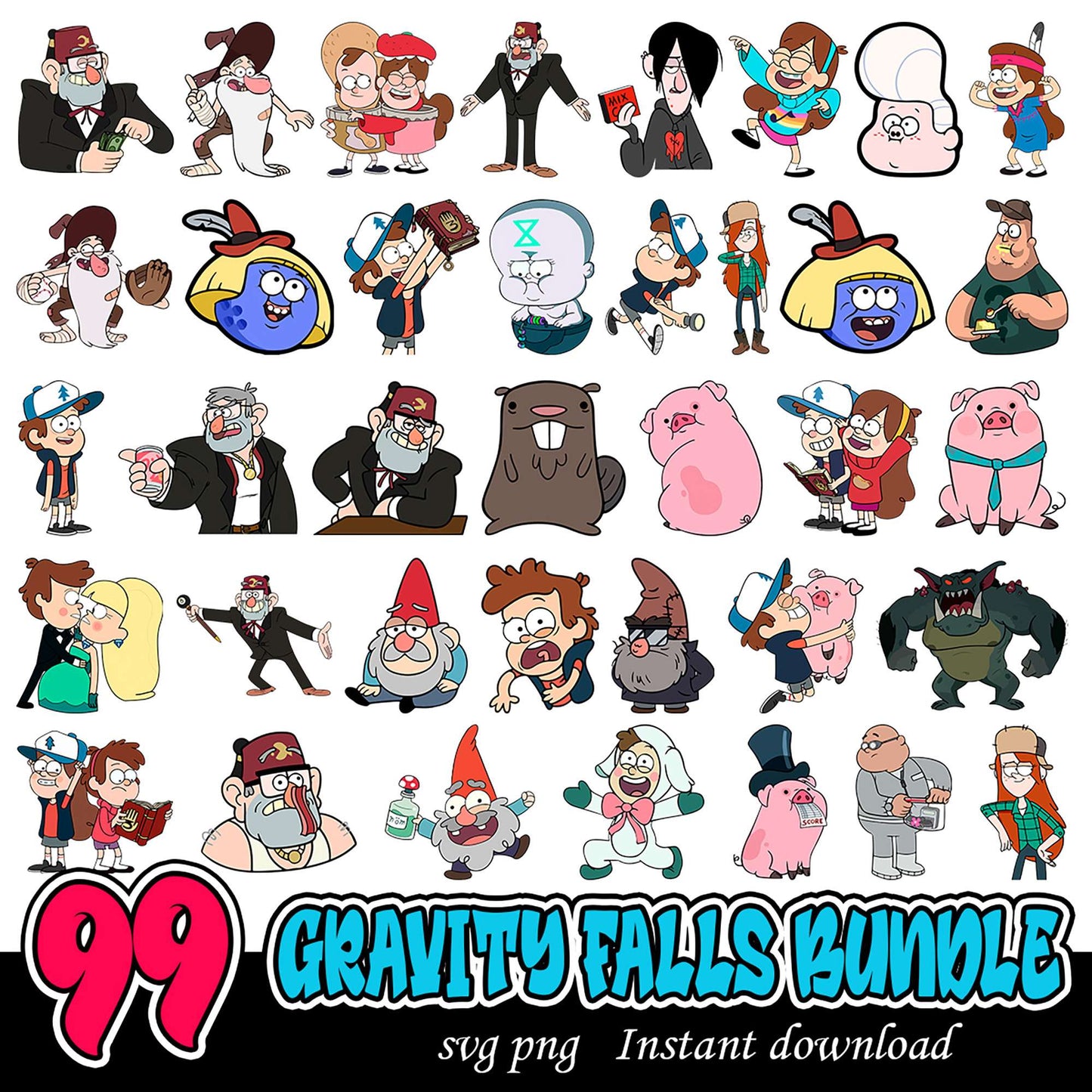 99 Gravity Falls Clipart Bundle SVG and PNG Download
