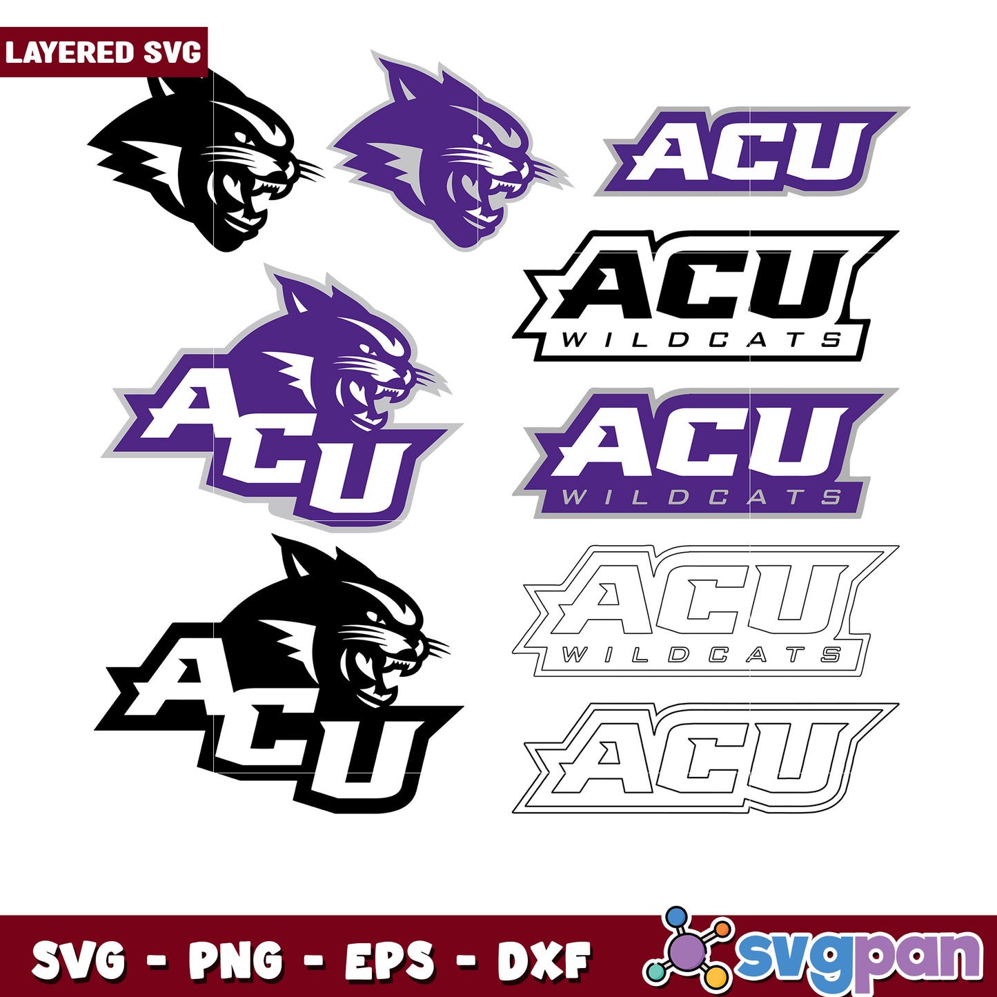 ACU Wildcats SVG Bundle Layered Design Files
