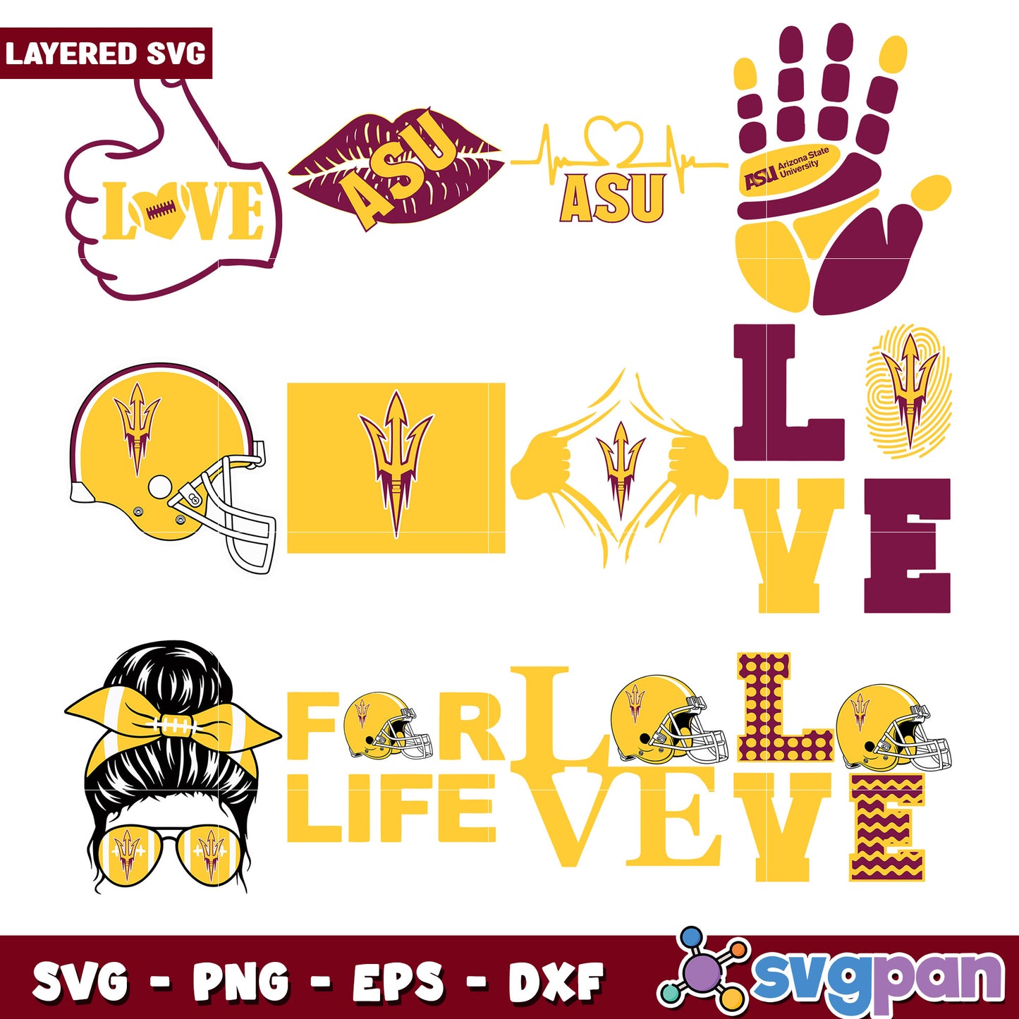 ASU Football Love SVG Bundle