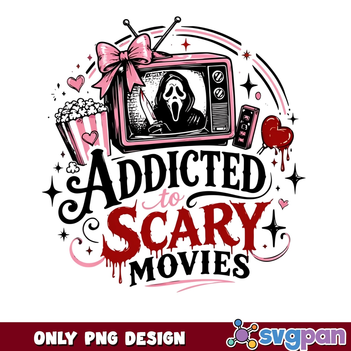 Addicted To Scary Movies PNG, Ghostface Horror PNG, Halloween PNG