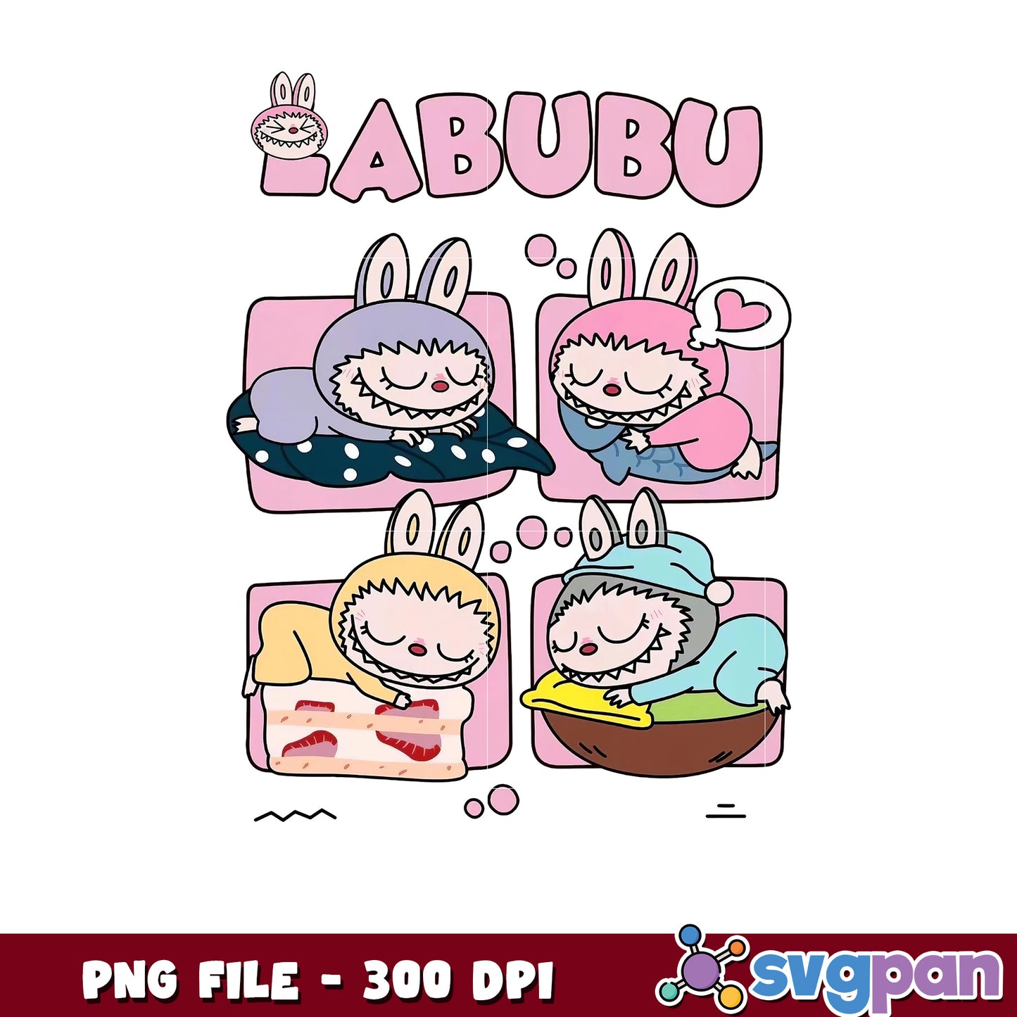 Adorable Labubu Bunny PNG 300 DPI