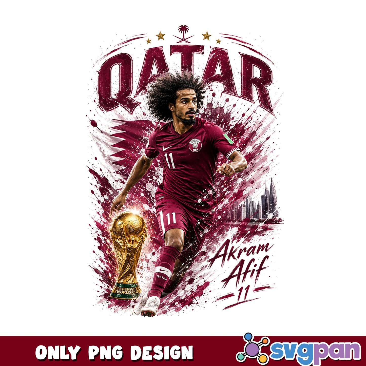 Akram Afif Qatar Football PNG, Soccer Player PNG, FIFA World Cup PNG
