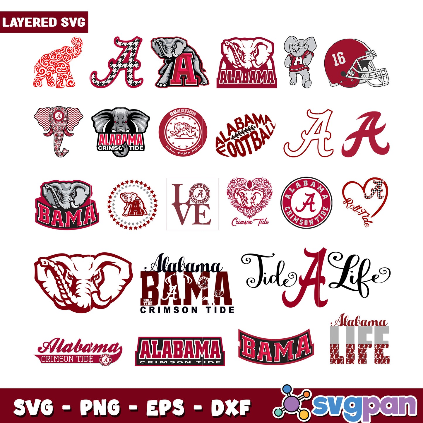 Alabama Crimson Tide SVG Bundle