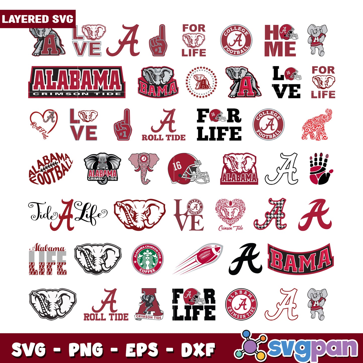 Alabama Crimson Tide SVG Bundle for Crafting Fans
