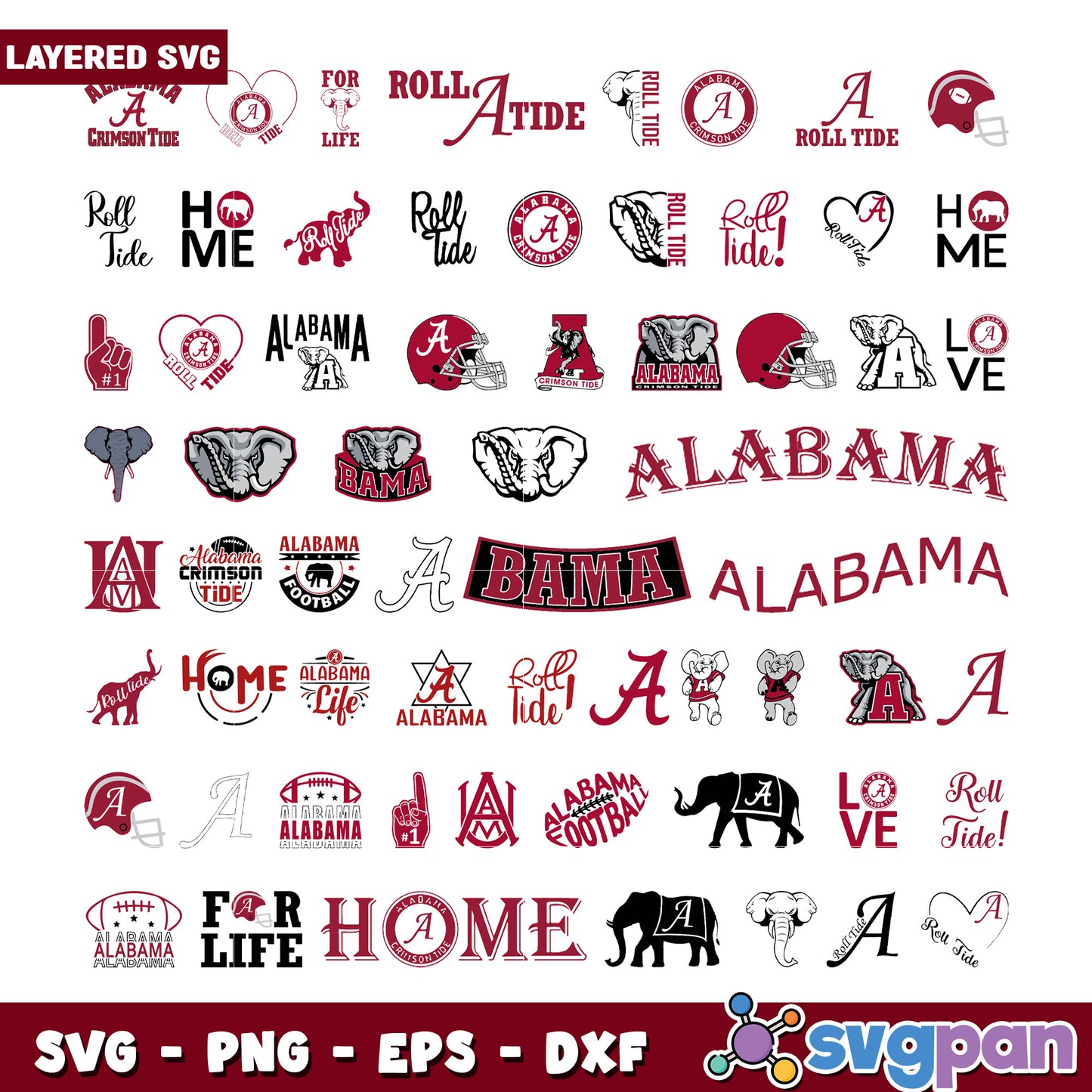 Alabama Crimson Tide SVG Bundle for Fans Designs