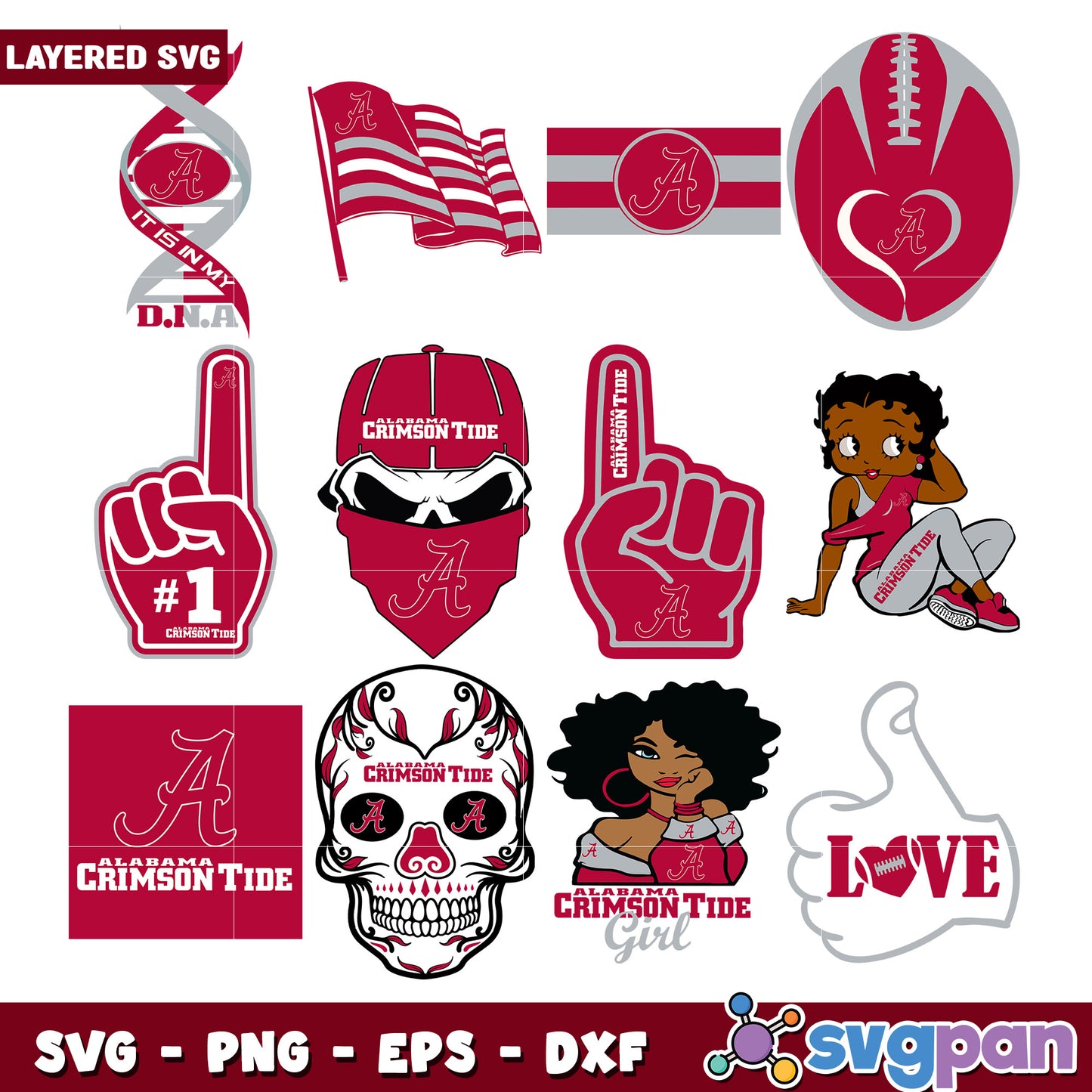 Alabama Crimson Tide SVG Bundle for Sports Fans