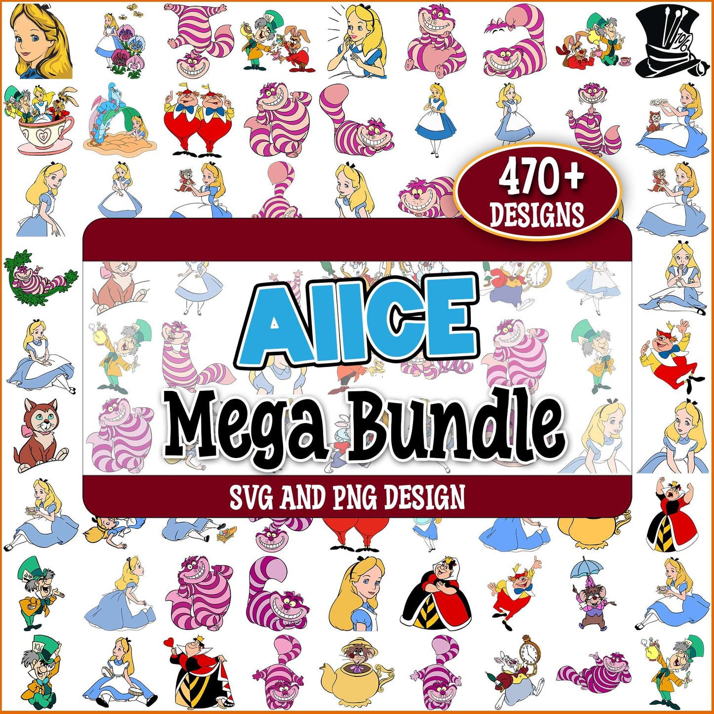 Alice in wonderland design svg bundle