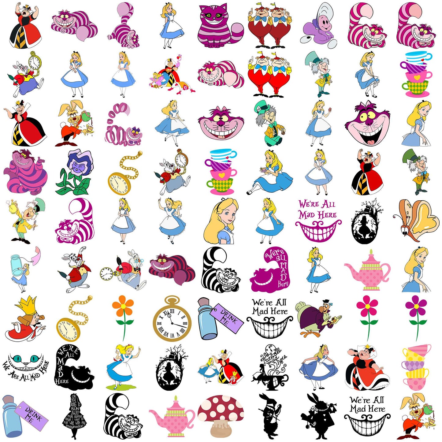 Alice in wonderland design svg bundle, alice in wonderland svg, cartoon svg