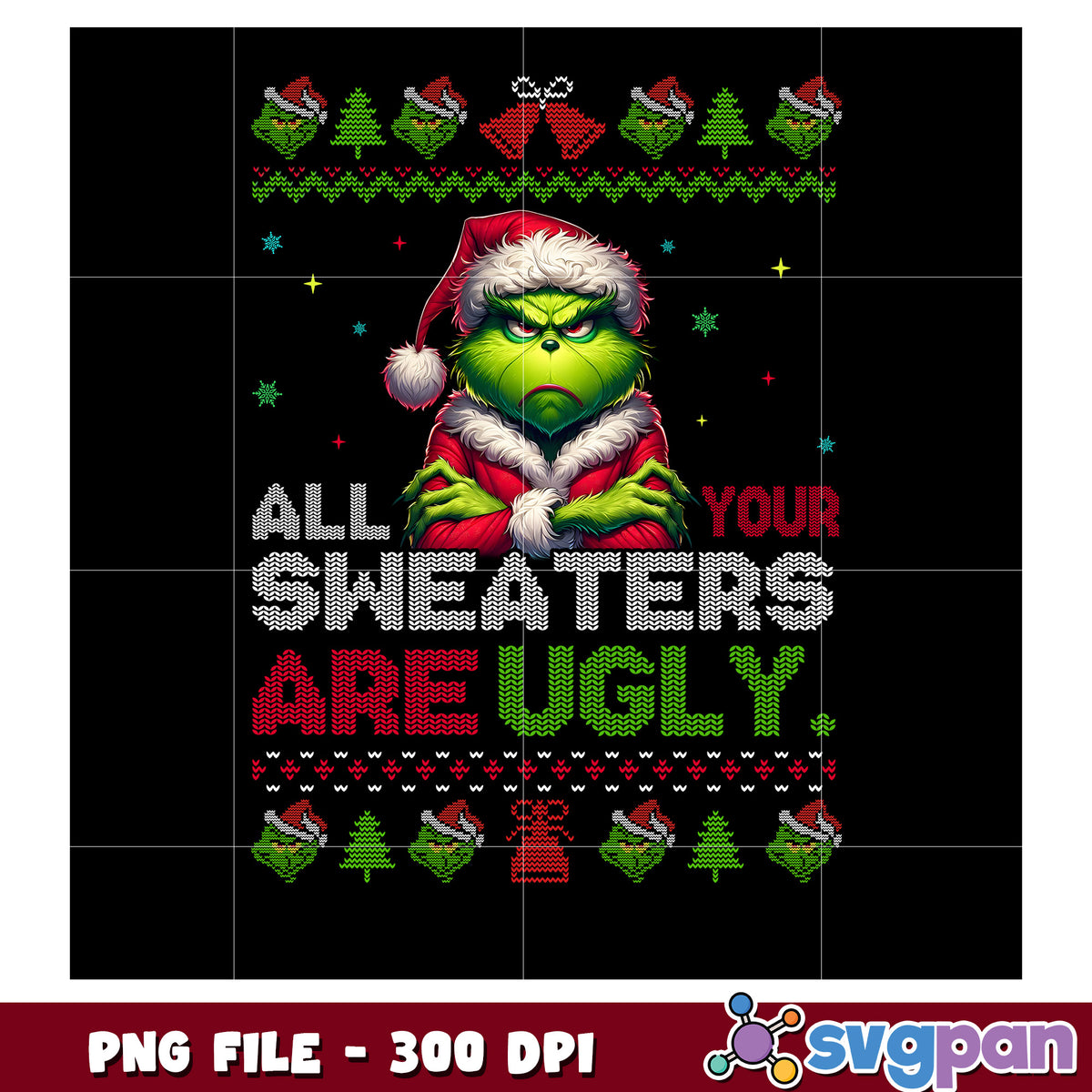 All sweaters png, cartoon png, christmas lights png