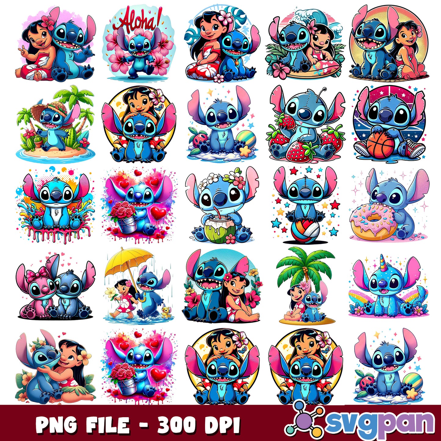 Aloha stitch hawaii png bundle