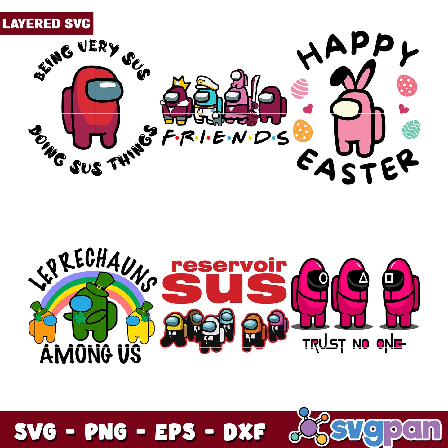 Among Us SVG Bundle Easter, St Patricks Day