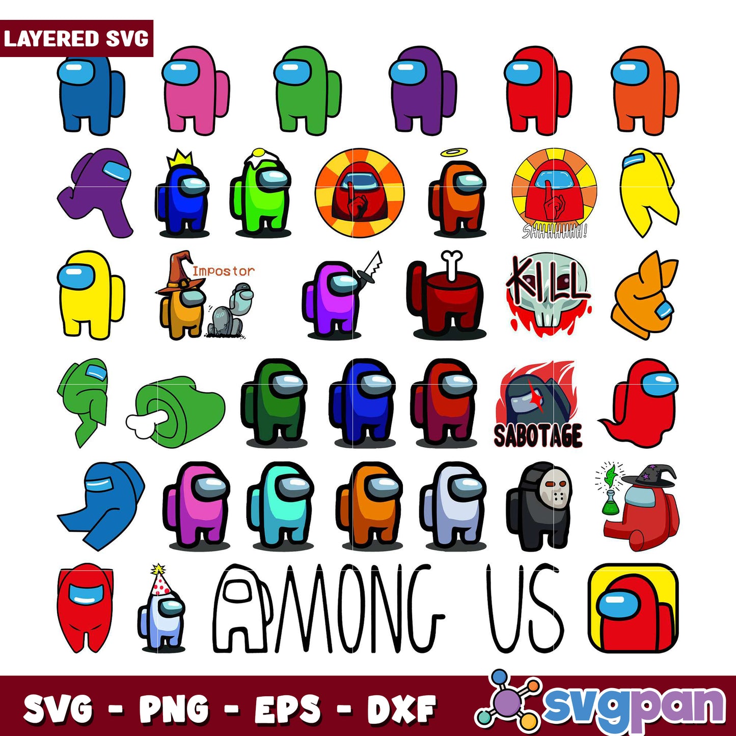 Among Us SVG Bundle Layered Designs