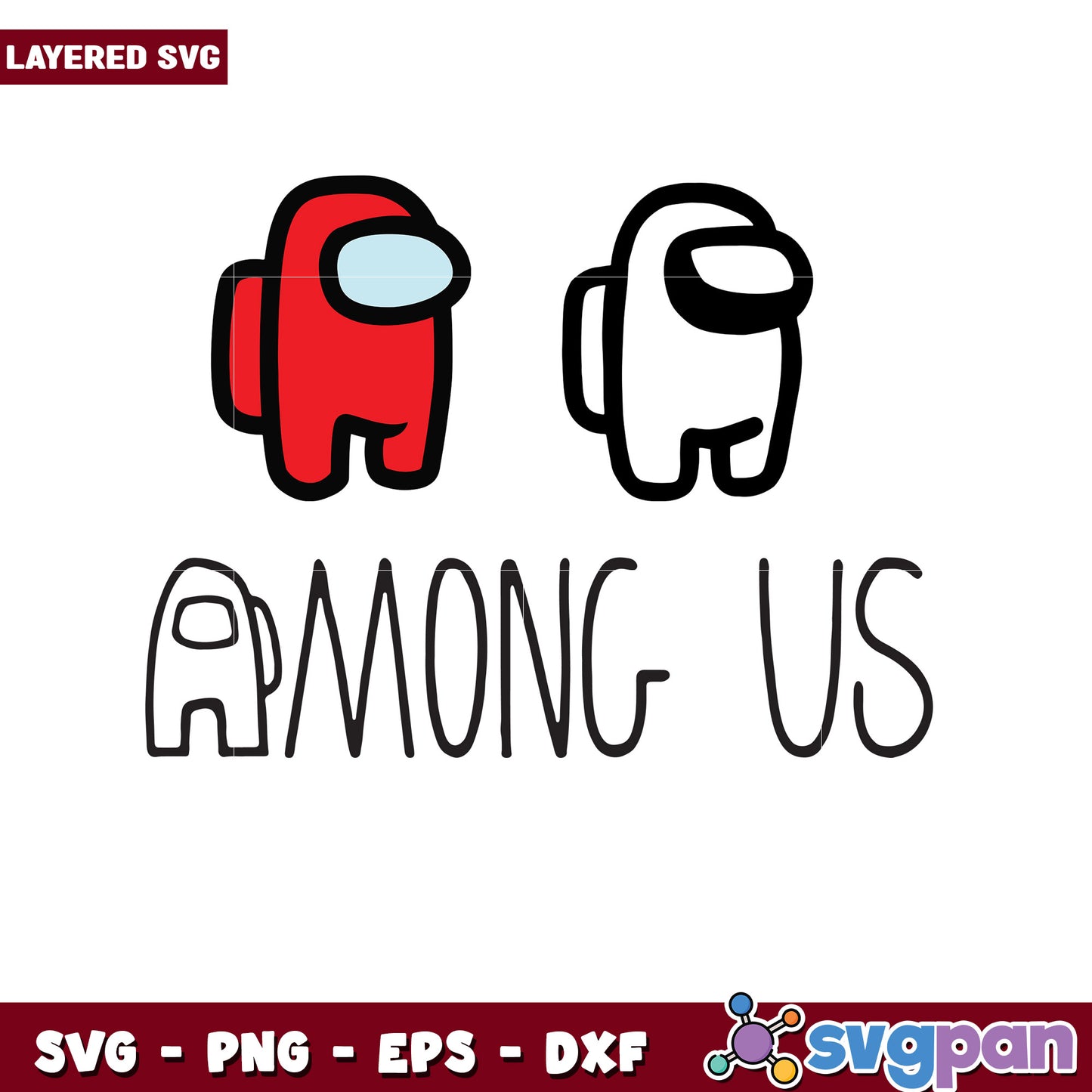Among Us SVG Bundle Red & White Crewmates