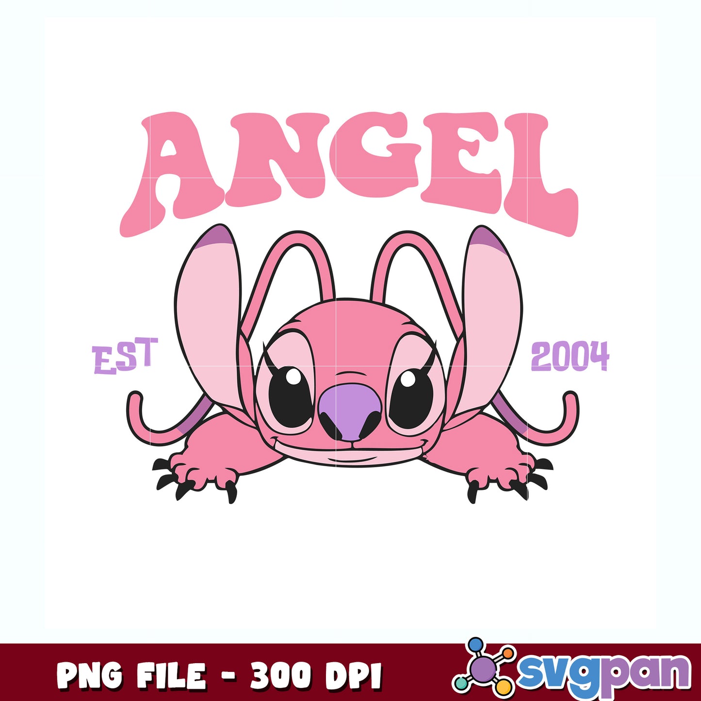 Angel head est 2002 design png, stitch and angel png, lilo and stitch png