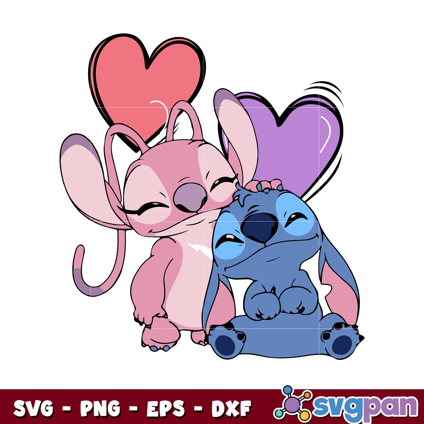 Angel stitch couple valentine svg, angel valentine svg, stitch ang angel svg