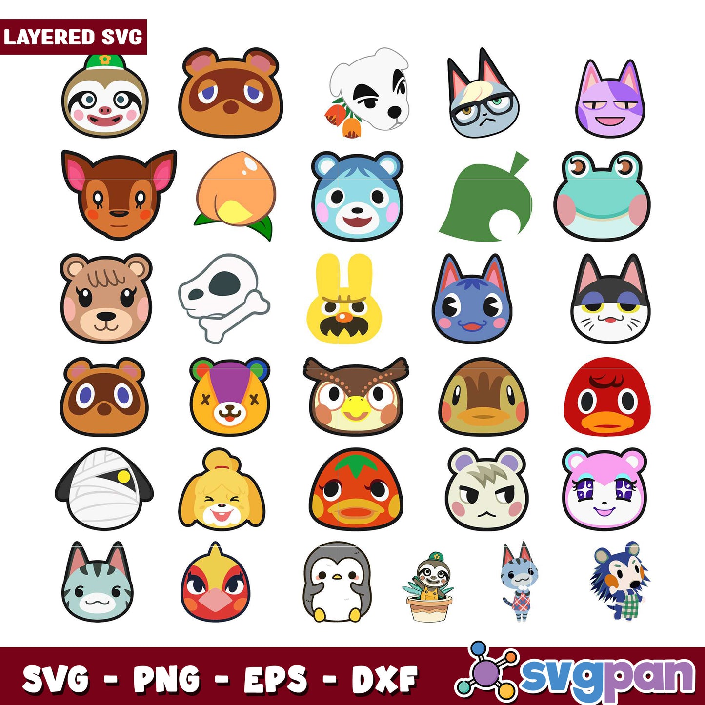 Animal Crossing SVG Bundle Layered