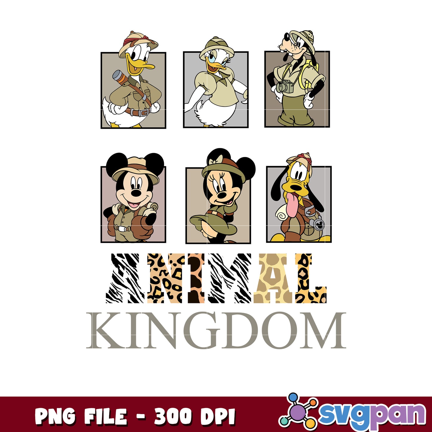Animal kingdom mickey and friends png, disney wildlife adventure png, safari style cartoon png
