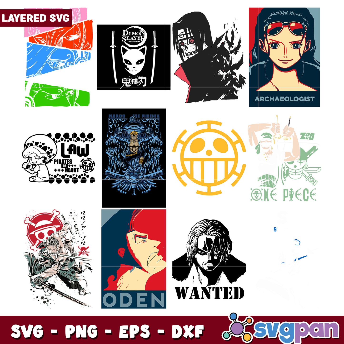 Anime Character Bundle Layered SVG Collection